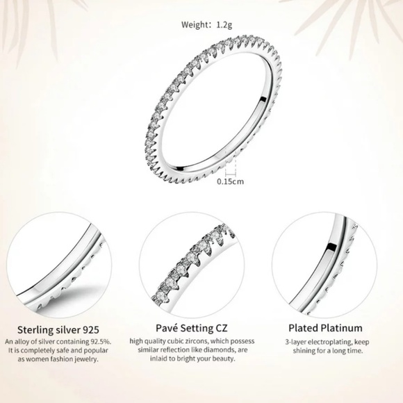 925 Sterling Silver Ring Wedding Band 5A CZ - Picture 3 of 7